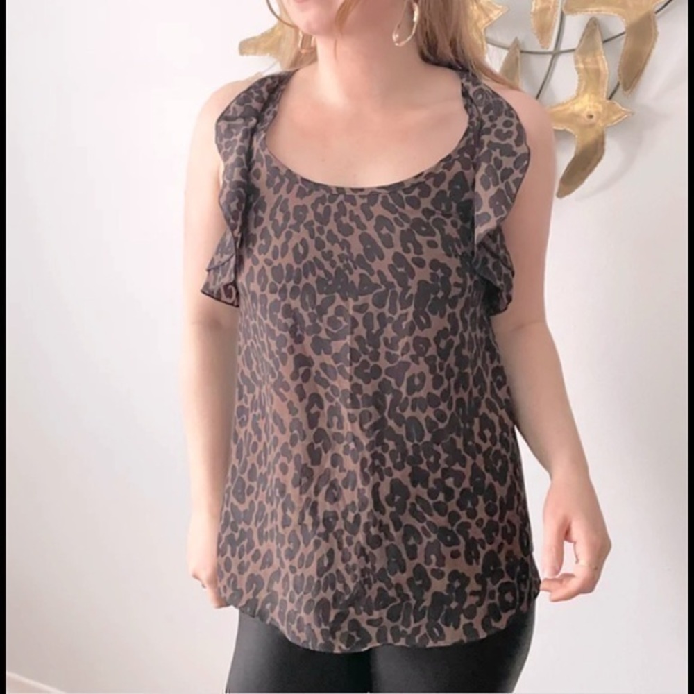 Nwt EIGHT-SIXTY size small (4-6) animal print ruffle sleeveless top